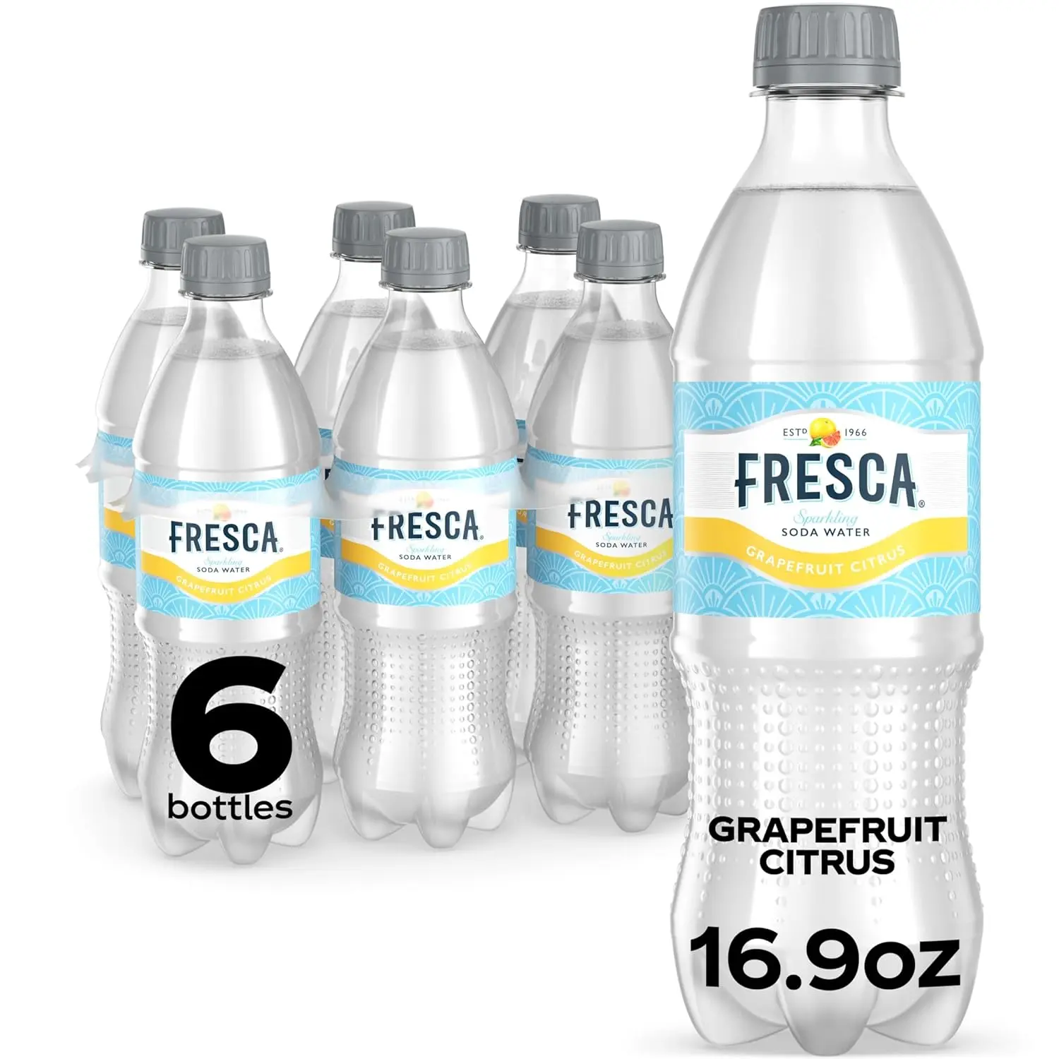 Fresca Grapefruit Citrus Sparkling Soda Water Bottles, 16.9 fl oz, 6