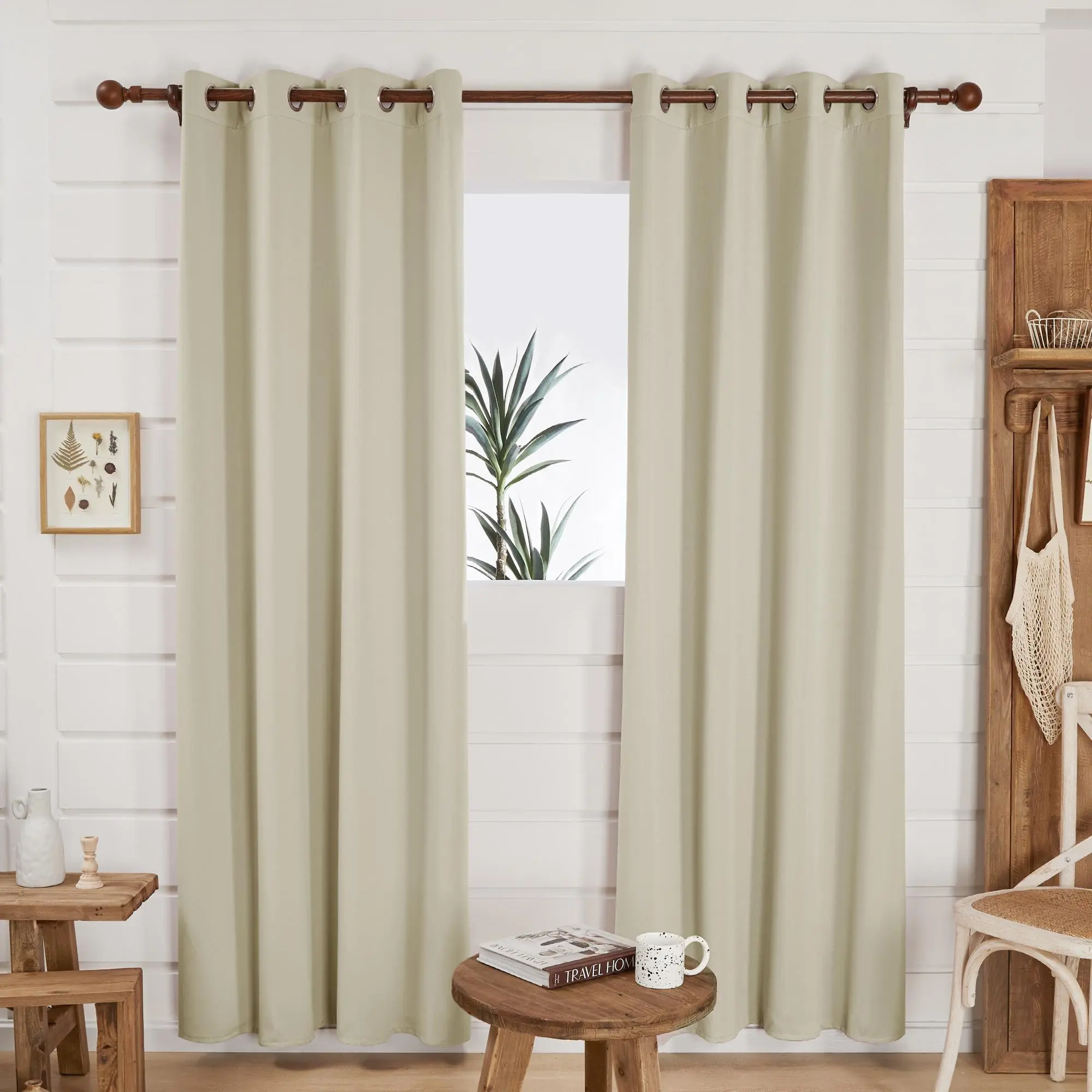 Deconovo Solid Color Blackout Curtain Panels - White Grommet Top, Blackout Window Covers