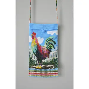 Burrito - Native Beaded Phone Purse with a Rooster Design - Handmade by Mexican Artisans - Mother Sierra