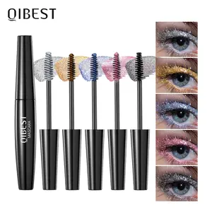 Qibest Colorful Mascara, Blue Gold Silver Multicolor Mascara, Long-Lasting Dense Mascara, Attractive Eye Makeup Tool, Fanning Volumizing Mascara