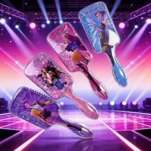 Hair Comb Square Cushion Cartoon Design High-Quality Long Handle Sandfall Styling Brush Universal Hairbrush for Stylish Hair Care