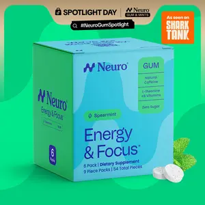 Neuro Energy Caffeine Gum/Mints for Energy & Focus - Sugar-Free with L-theanine, Caffeine, Vitamin B12 & Vitamin B6 - Spearmint Flavor