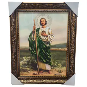 San Judas 15"widex19"tall Virgen de Guadalupe Frame, Virgen la Milagrosa Santisima Trinidad Cuadro Artwork with Detailed Framing and Intricate Design Elements Decoration Frame Religious art image, home decor, wall decor, church events, gifts