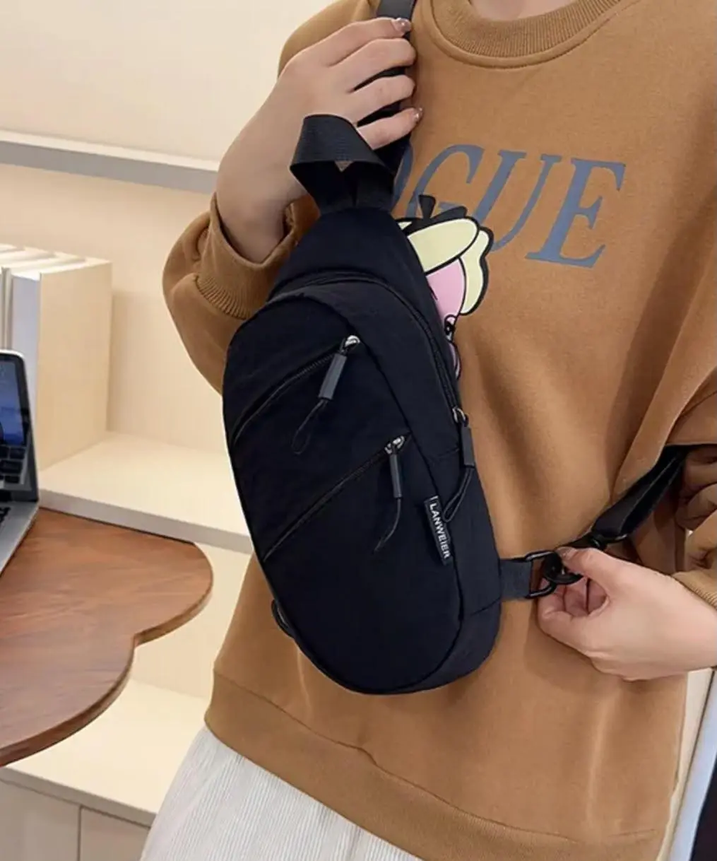 Unisex Nylon Oval Chest Bag – Waterproof Multi-Pocket Crossbody Sling Pack