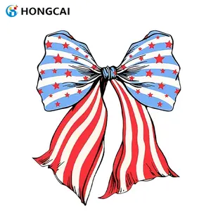 American Flag Bow Tie Iron-On Patch, Vintage Blue Heat Transfer Vinyl Sticker, Colorful Non-Fading, DIY Easy Apply, Fits T-Shirts Hoodies Bags