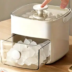 48-compartment ice tray with easy-press lid - Double-layer portable design, includes silicone tray, durable plastic construction,beverage cooling, suitable for homemade frozen foods and drinks.（white）