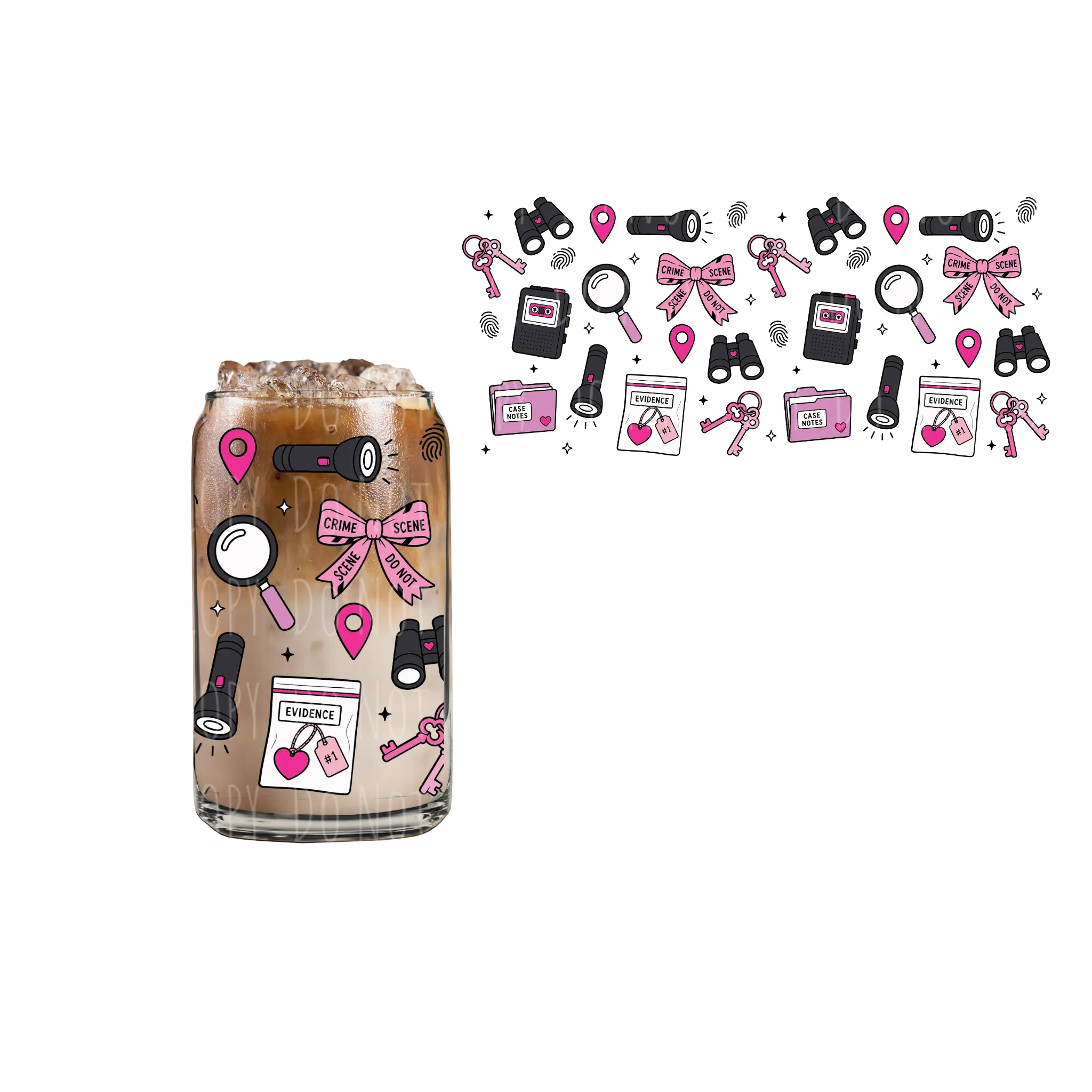 Crime Watcher (DOUBLE SIDED) UVDTF 16oz cup wrap