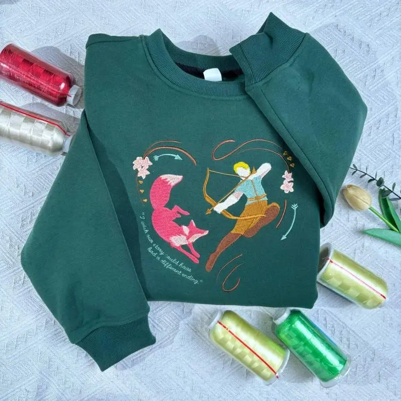 Embroidered "The Archer and the Fox" Sweatshirt - Bookish Gift