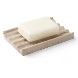 Koville Natural Marble Soap Dish, Marble Self Draining Soap Holder, Sponge Holder for Bathroom, Sink, Kitchen( Phalodi)