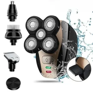 Men's All-In-One 5-Blade Electric Shaver Set, Wet & Dry Cordless Design, Professional Bald Head Trimmer, Waterproof Rotating Blades