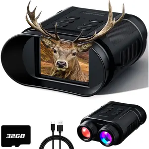 Night Vision Goggles - 5W Upgraded 4K HD IR Binoculars - 8X Digital Zoom, Rechargeable Binoculars with Camera Built in, 32GB Card to Save Photos and Videos, Flashlight for Camping Hunting