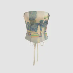 Cider [size 0-10] Abstract Painting Lace Up Corset Tube Top