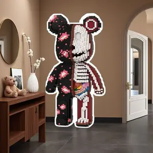 8132pcs Halloween Skull Bear 3D Puzzle Building Block Creative Decoration Gift for Birthday/halloween/festive Occasions