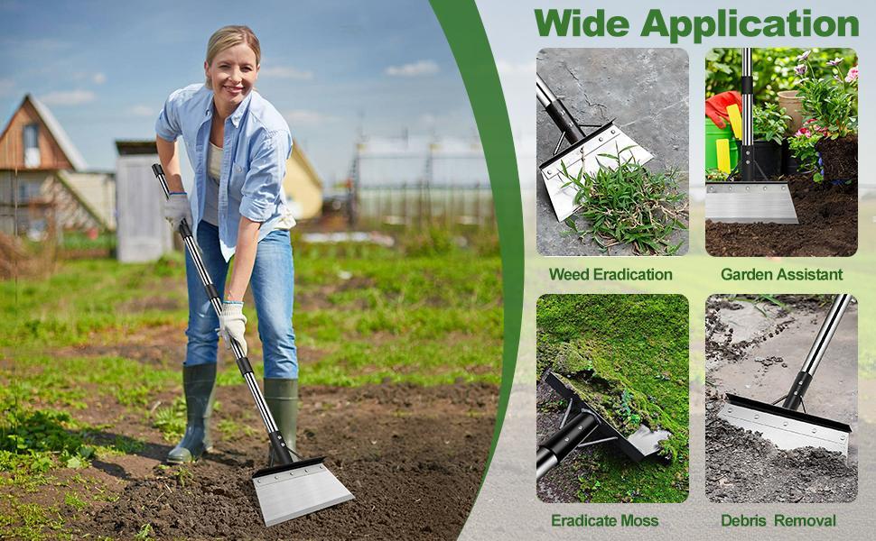 Multifunctional Stainless Steel Cleaning Shovel, Heavy Duty Flat Shovel for Weeding, Planting & Garden Landscaping