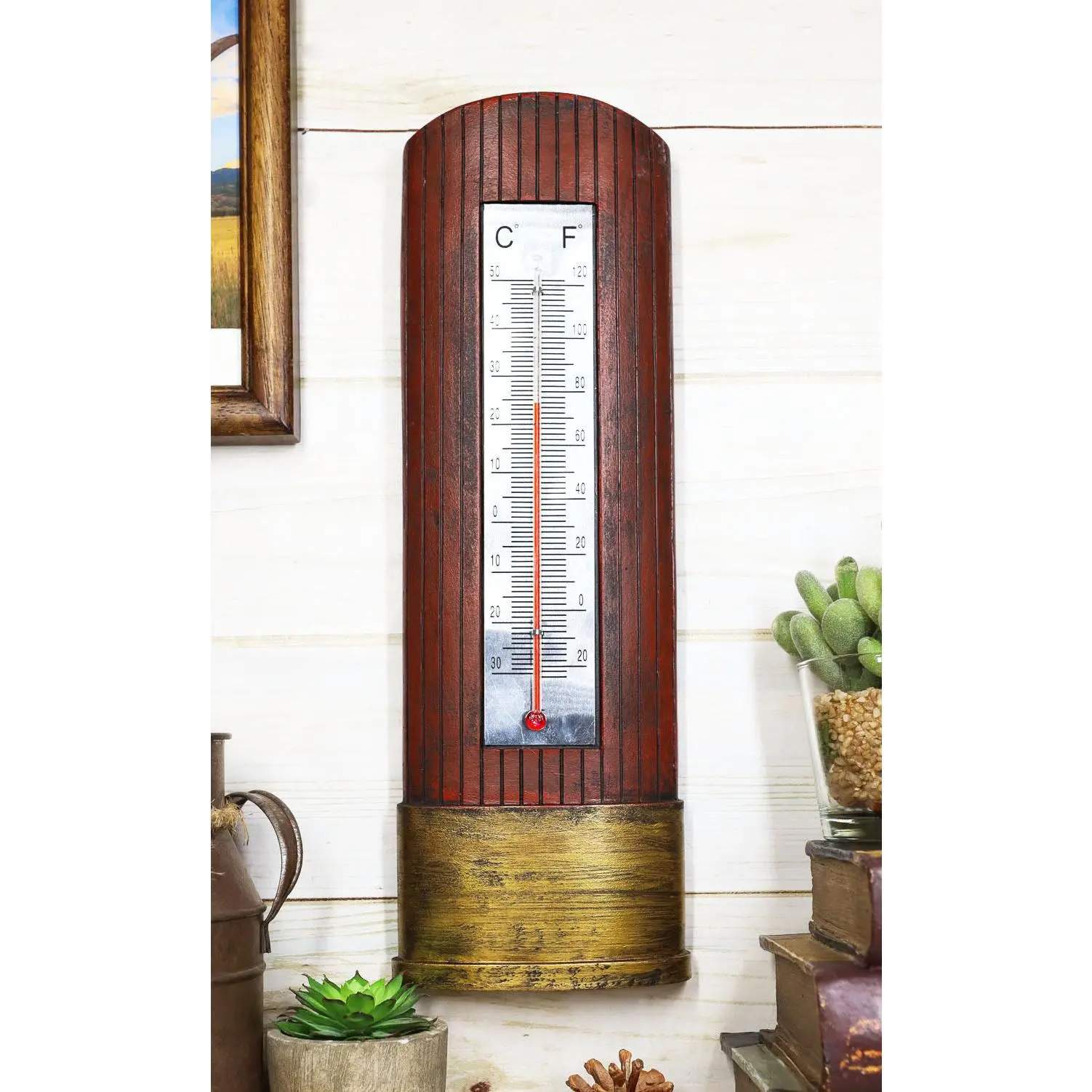 Western 12 Gauge Shotgun Shell Ammo Bullet In Red And Gold Wall Thermometer