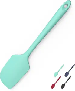 600 ° F Heat Resistant Silicone Spatula, Doosu High Temp Flexible Kitchen Rubber Bowl Scrapers Food Grade Seamless Baking Supplies Scratch-Proof for Scraping Non-Stick Pans (11.4in, Aqua Sky)