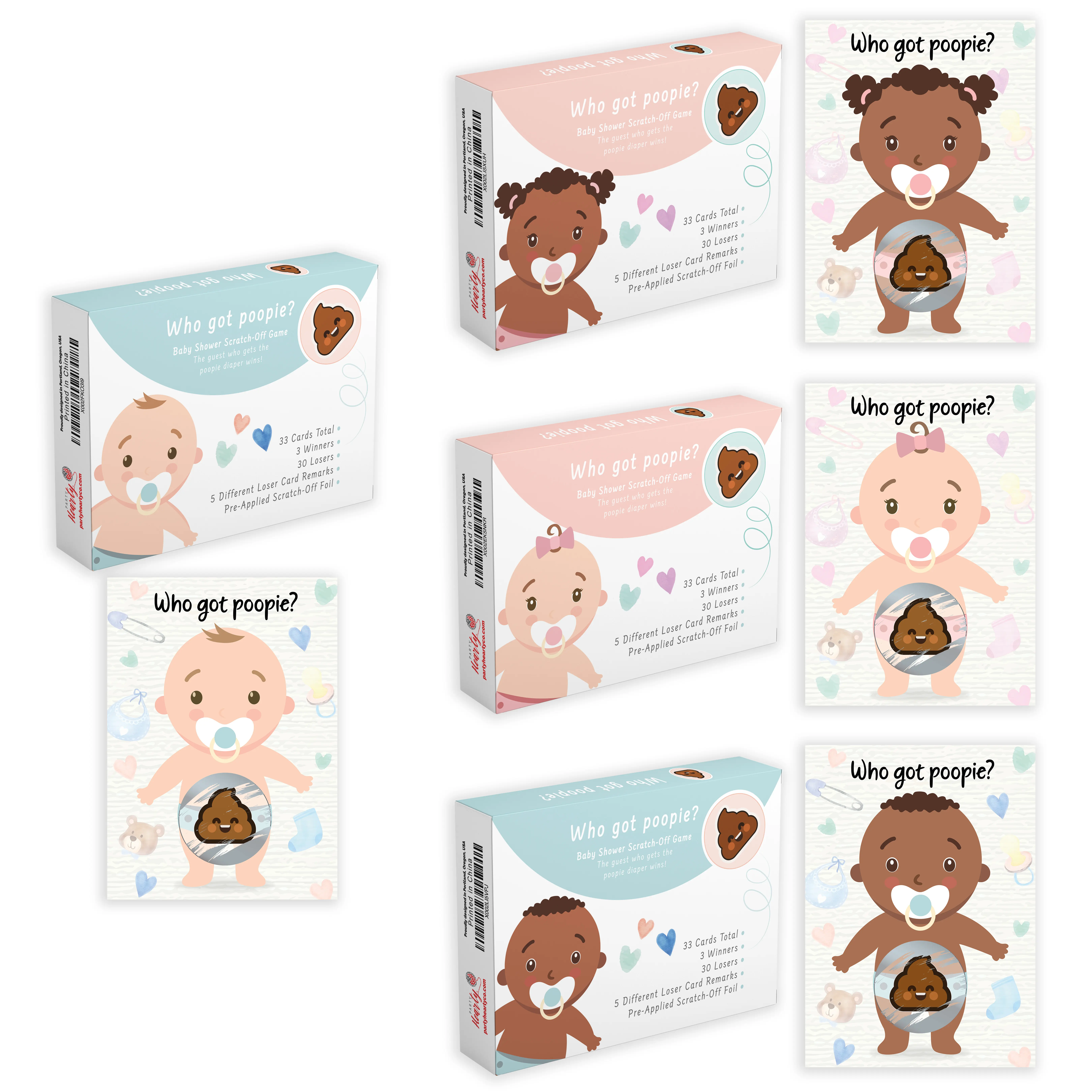 Party Hearty 33 Poopie Emoji Scratch-Off Lottery Tickets Board Game - Setup-Friendly, Hilarious Guest Activity for Baby Shower Wins
