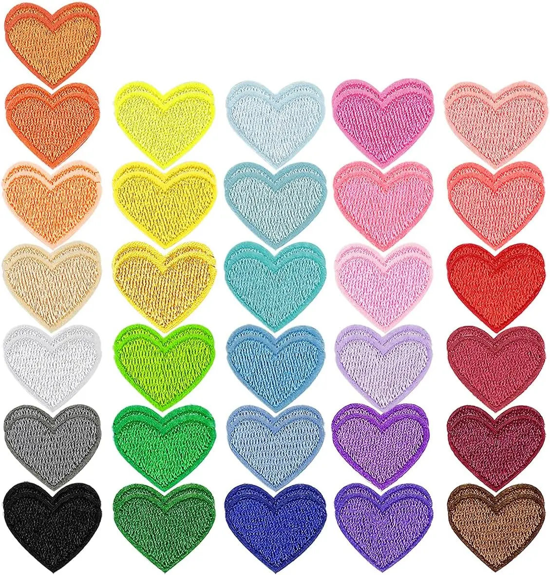 62pcs Colorful Embroidered Heart Patches - Iron-On & Sew-On Versatile Options, Durable Father's Day Gift for Personalizing Sewing Supplies to Personalize Your Patches, Versatility