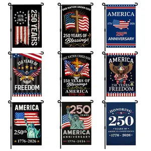 Blessings 250 Years America Garden Flag, 250 Anniversary USA Flag America Patriotic Banner 250 Year One Nation Under God 4th of July Single-sided Waterproof 1776-2026 Commemorative Flag 12x18 Inch