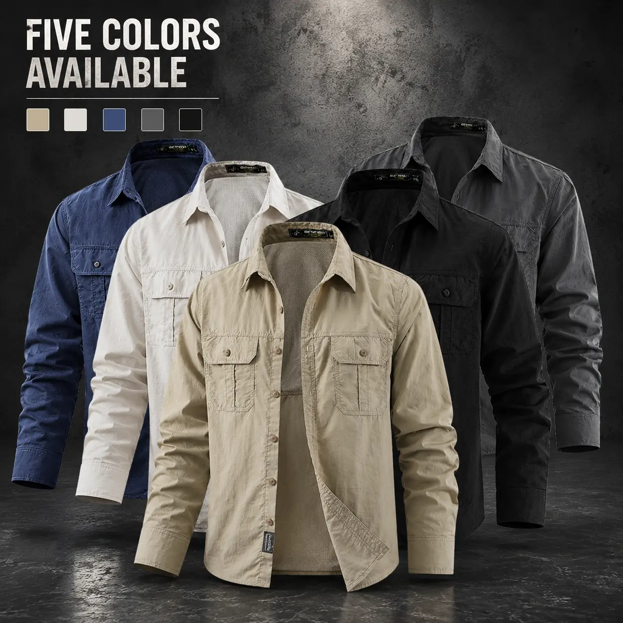 Men's Preppy Oxford Shirt, Long Sleeve Button-Down Utility Top, Lightweight Casual Basic for Workwear and Outdoors, Button Collared Shirt, Cuffed
