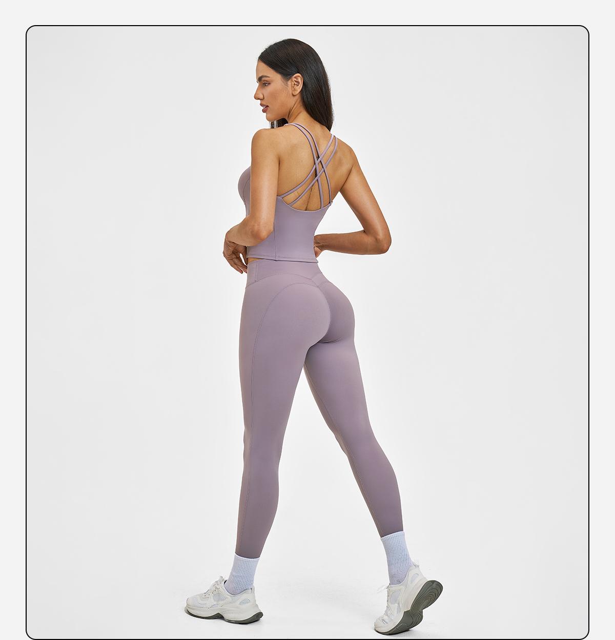 MFVIM Women’s Spring/Summer Fuzzy Sports Set – Crossback Design, Premium Feel Fitness Outfit for Outdoor Casual Running and Yoga