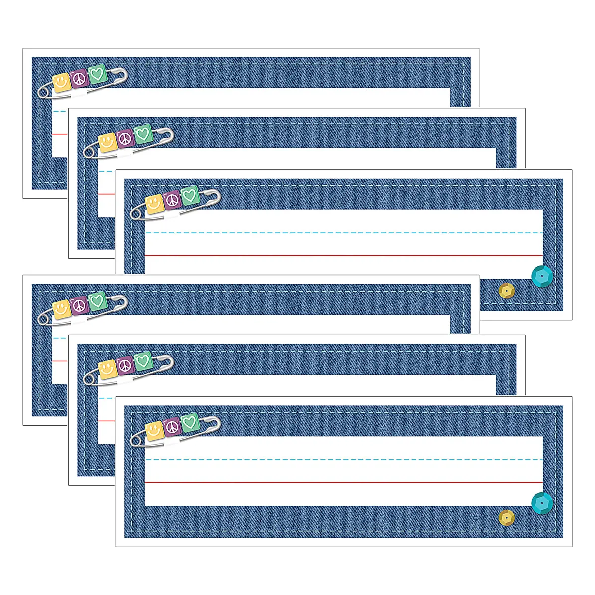 Carson Dellosa CD-122160-6 Paper Name Plates - 9.5x2.875 in, Crafty & Cool Design, Pack of 6, School & Office Stationery for Students (Name Tags)