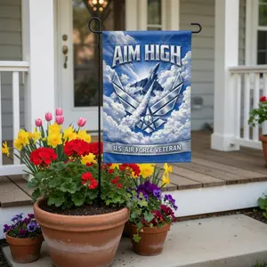 FLAGMEUP8386 Aim High Garden Flag – Air Force Veteran Tribute, Patriotic Outdoor Yard Decor, Military Memorial Flag 12x18 Double Sided