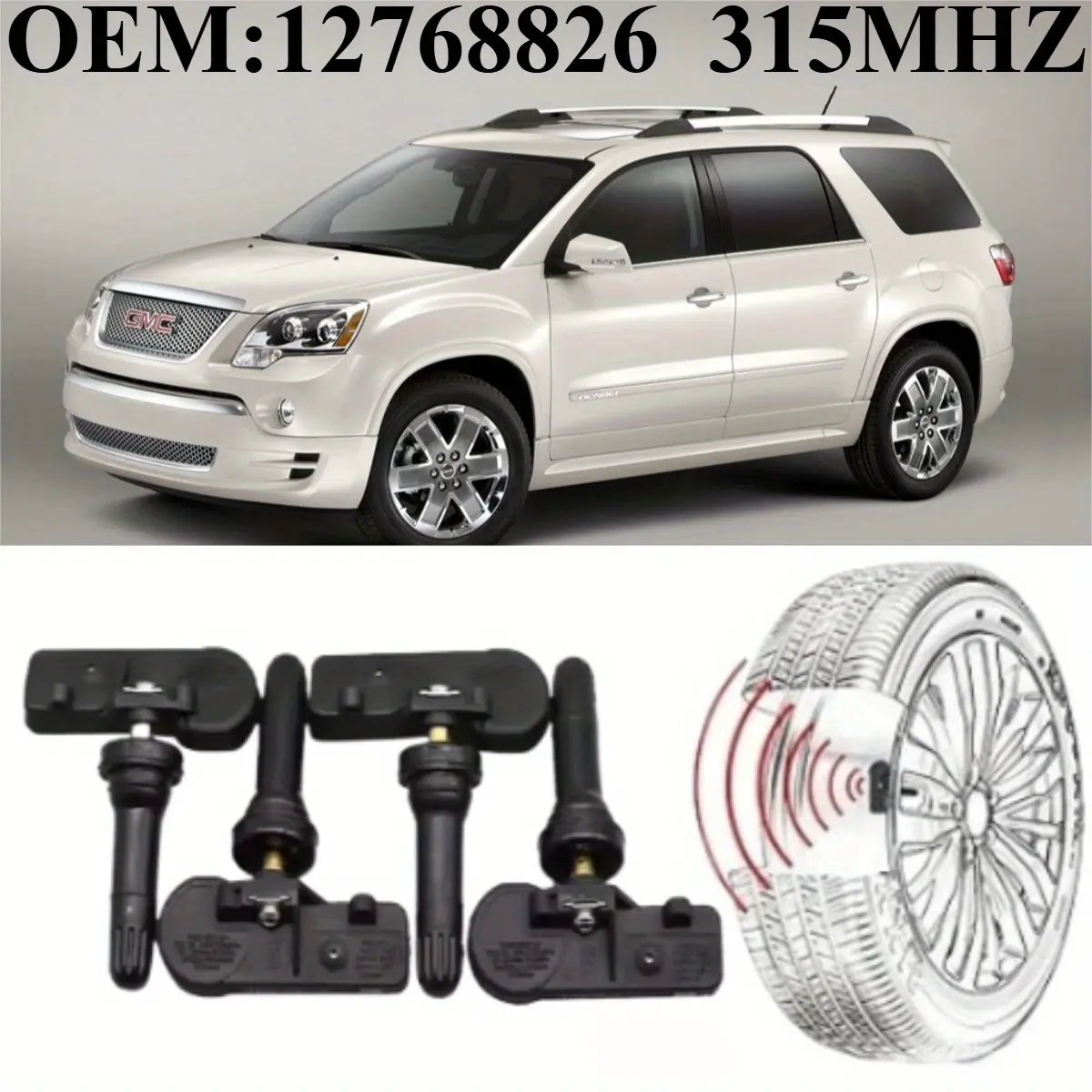 1Pcs/4Pcs OEM#12768826 #315MHZ TPMS/Tire Pressure Sensor For:#CADILLAC(ATS CTS ELR ESCALADE SRX STS XTS) #CHEVROLET(AVALANCHE AVEO CAMARO CAPTIVE COBALT COLORADO CRUZE EQUINOX EXPRESS HHR IMPALA MALIBU MANTE ORLANDO SILVERADO SONIC SUBURBAN SPARK TAHOE.