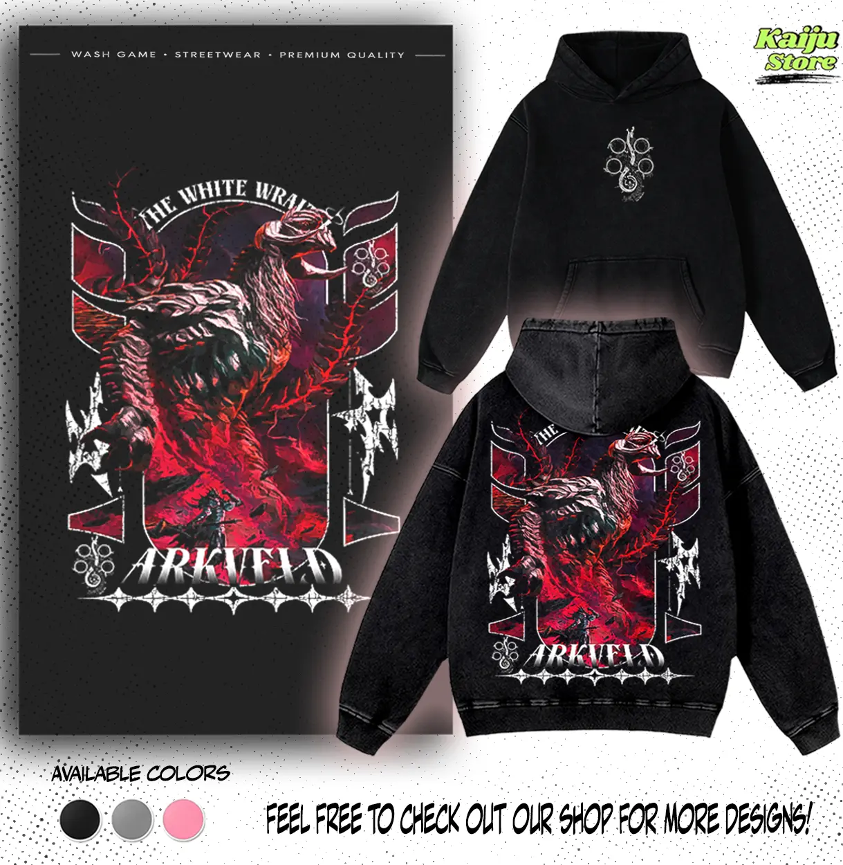 Arkveld - Monster Hunter Washed Hoodie | T-Shirt Perfect Gift for Game Movie Fans Apparel Menswear Top Man Unisex Acid Casual Cotton , Trending Clothings