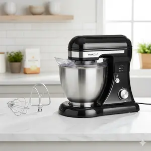 Geek Chef Electric Stand Mixer, 4.8QT 12 Speeds Tilt-head Food Mixer with Dough Hook, Whisk, Beater & Bowl, Rotary Knob Control for Home Baking, Black