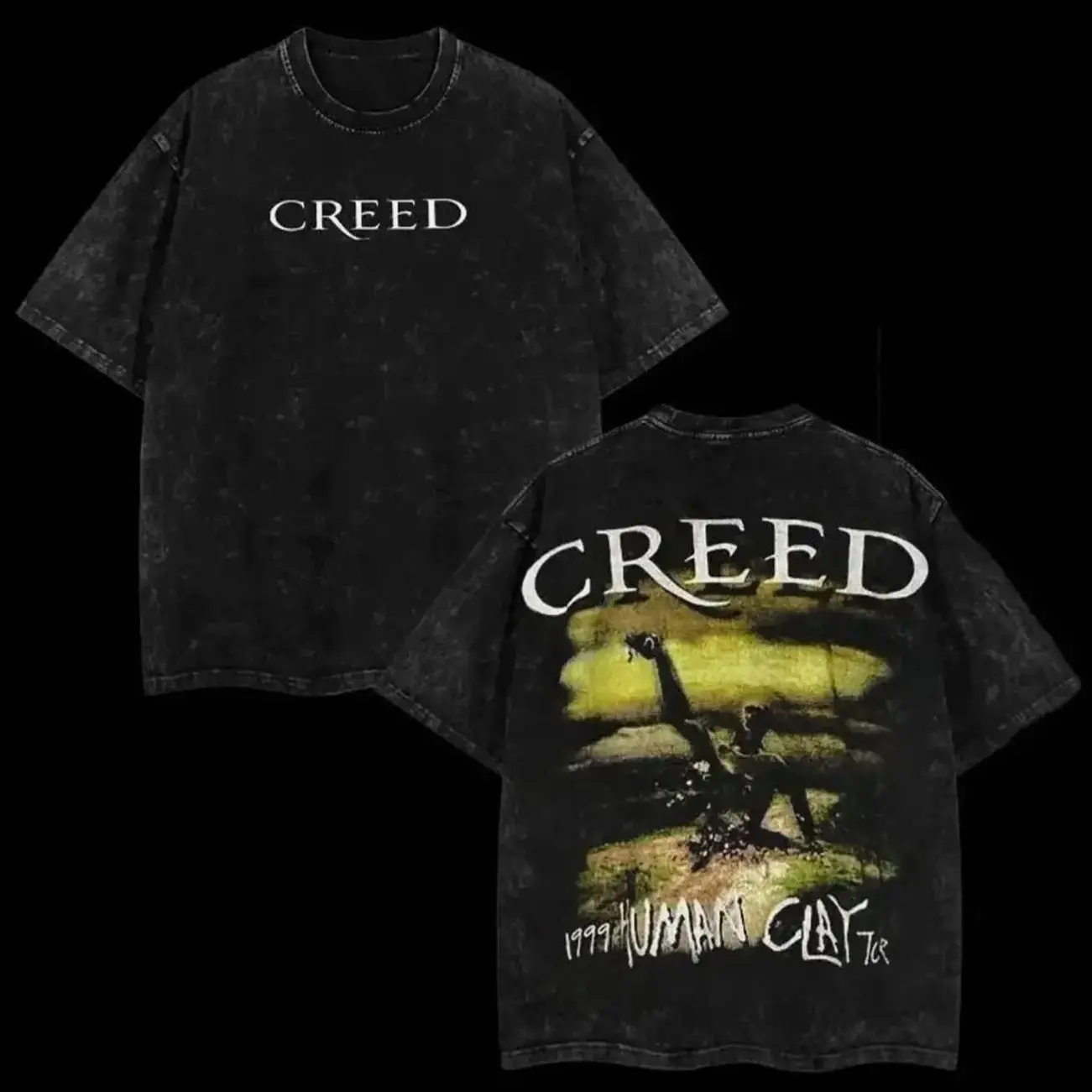 Creed Human Clay Washed T-Shirt, Double Printed Oversized Music Band Washed Tee, Rock Band Double Printed Washed Hoodie, Gift For Band Fan Crewneck Casual, Oversize shirt, Cotton tee, Oversize Shirt, y2k styles, Vintage Outfit, Gift for fan OAT