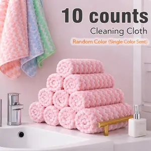 10 Counts Microfiber Cleaning Cloth, Random Color, Multi Purpose Cleaning Towels for Dishes and Surfaces