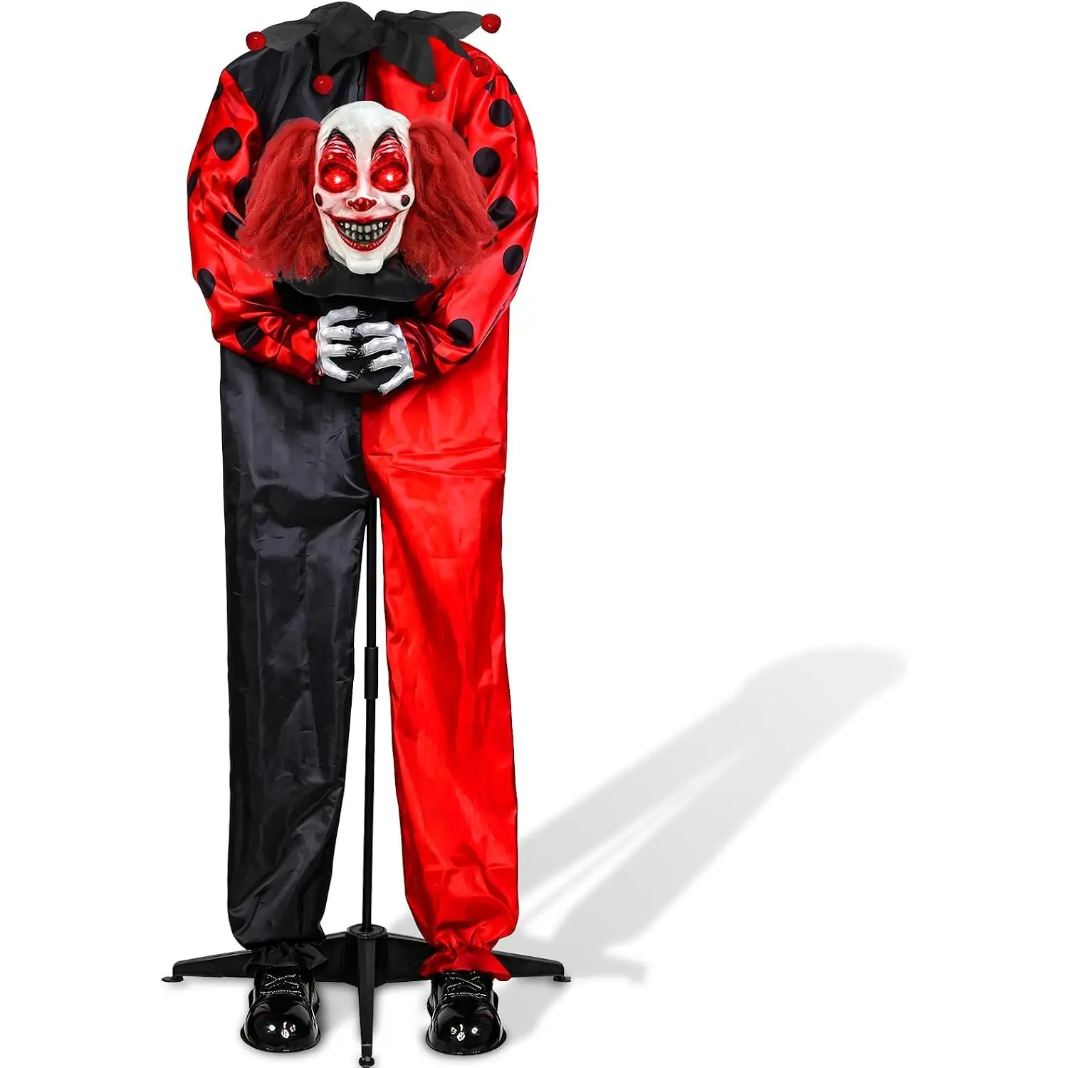 60" Halloween Animatronic Standing Talking Clown Yard Decorations Outdoor | Sound&Touch Activated, Halloween Animated Prop, Rotating Head, Flashing Red Eyes, Scary Decor for Indoor/Home/Haunted House