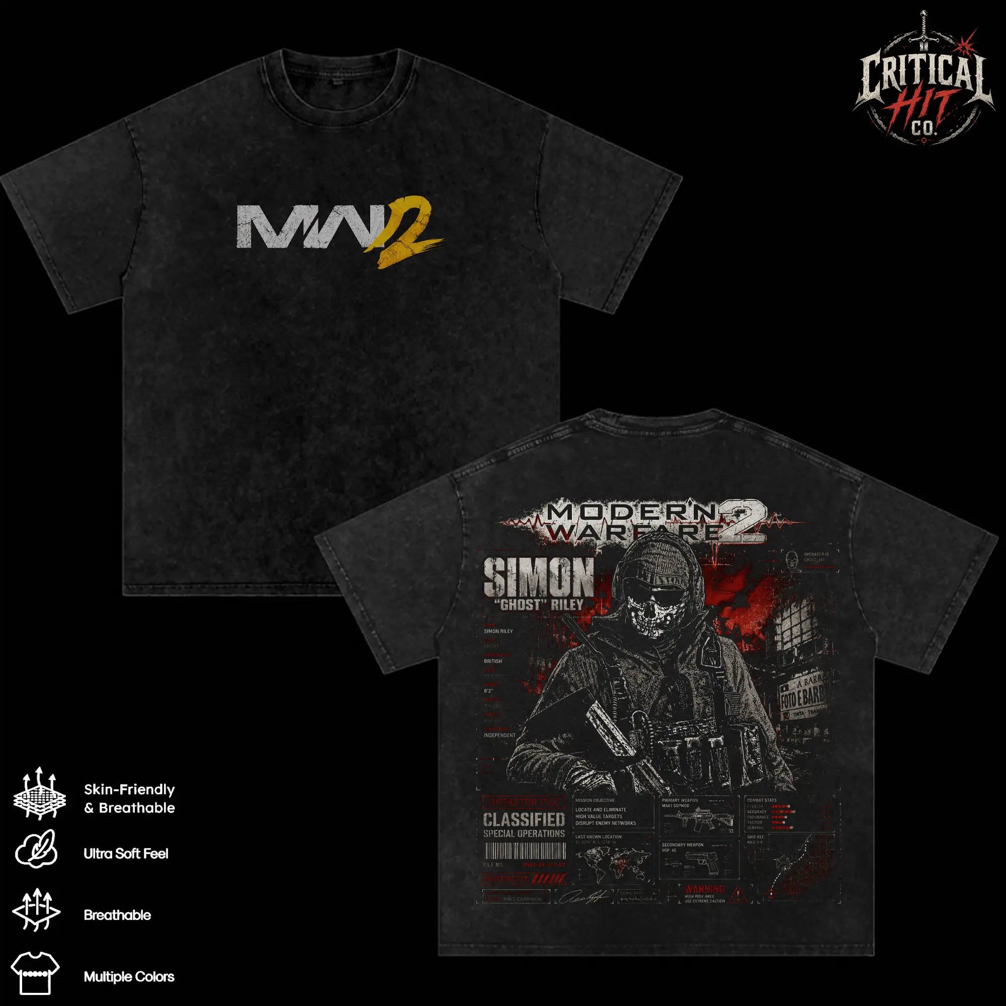 COD MW2 Ghost Riley Vintage Shirt, Simon Ghost Skull Graphic Washed Tee, Call of Duty Modern Warfare II T Shirt, Tactical Military Streetwear, FPS Gamer Clothing, Warcore Black Oversized Tee, Ghost Mask Character Merch, Gift For COD Fans