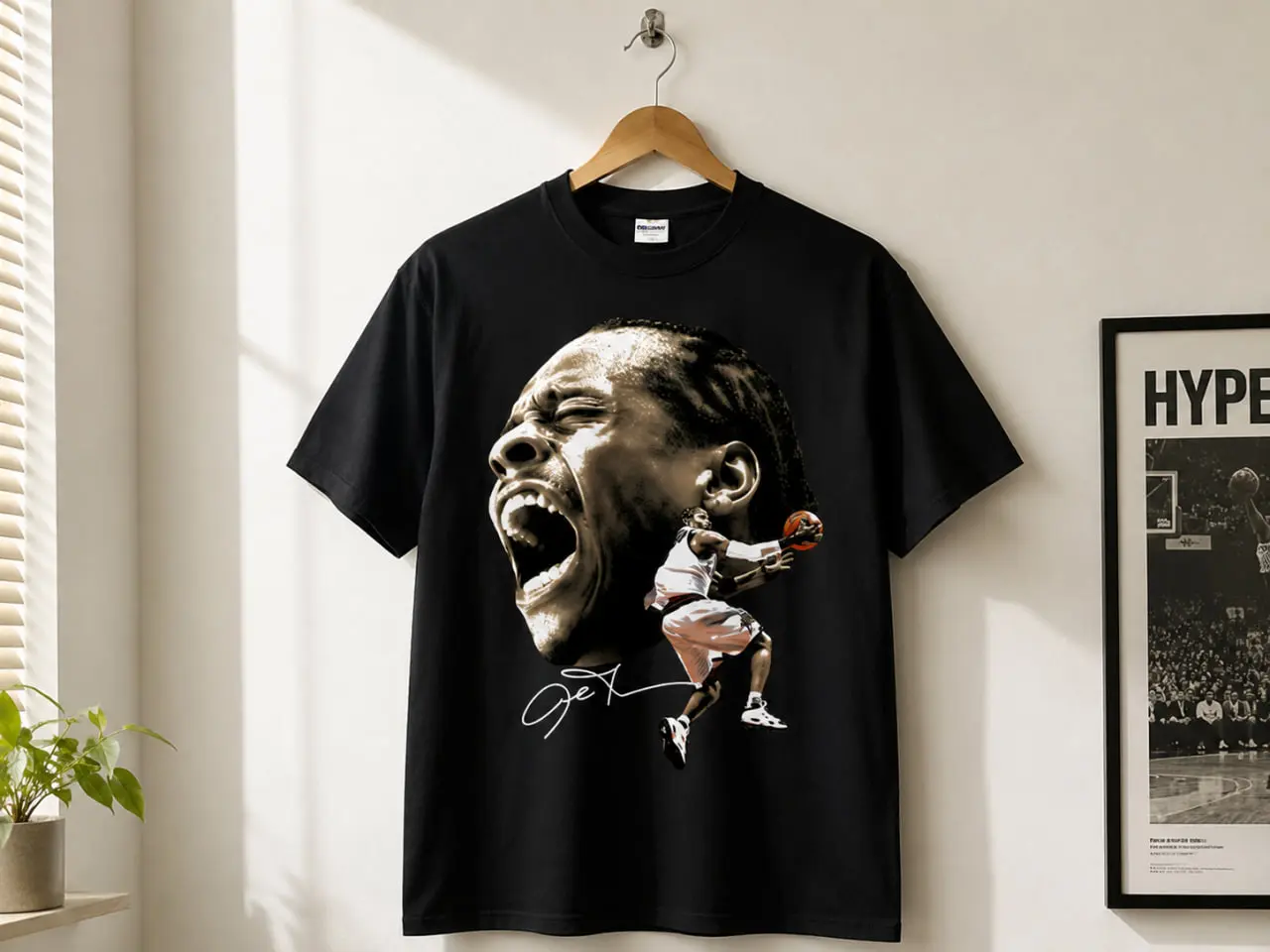 Allen Iverson Bigface PNG Design, T Shirt Design, Good For DTG or DTF Transfer, Halftone