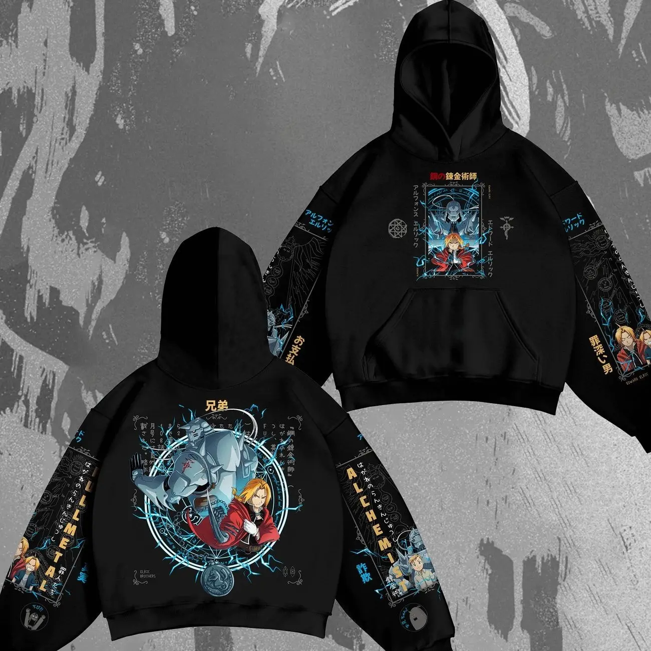 Fullmetal Alchemist Brotherhood Hoodie – Edward & Alphonse Elric Graphic Hoodie, FMA Magic Circle Anime Streetwear 7