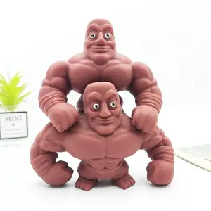 Stretchy Muscle Man Fidget Toy - Squishy Sand-Filled Stretchable Figure, Stress Relief Squeeze Toy for Adults & Kids BeyBattle Set with Launchers