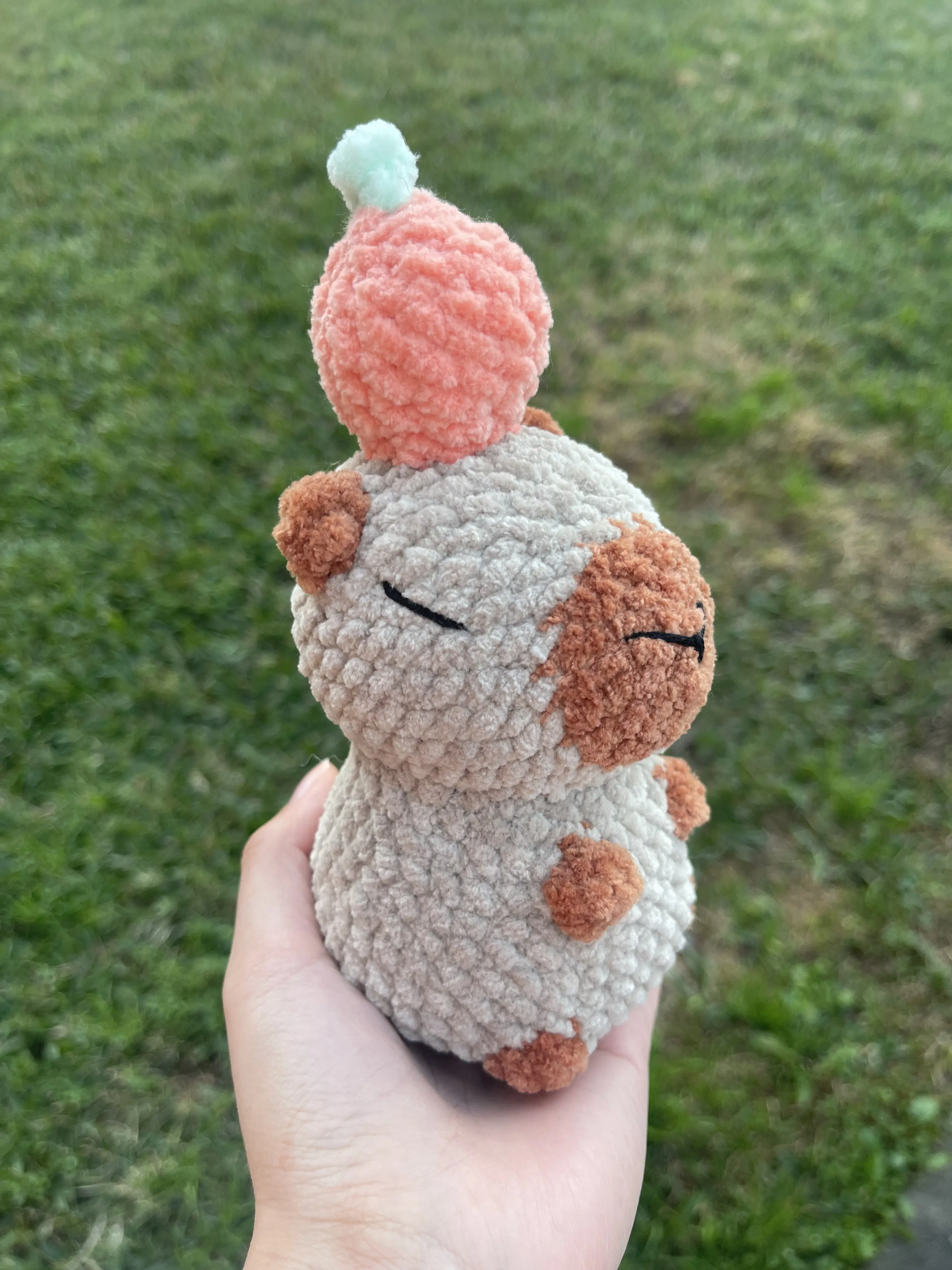 Handmade Crochet Capybara w/ Orange