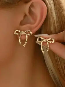 Bowknot Design Earrings, Fashionable Jewelry for Women & Girls, Trendy All-match & Exquisite Jewelry for Birthday Gift