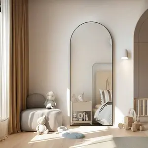 Full Length Full Body Dressing Mirror, Ultra Thin and Light Shatterproof, Standing and Hanging or Leaning Against Wall or Wall-Mounted, Aluminum Alloy Thin Frame, For Living Room Bedroom Cloakroom Home Decor