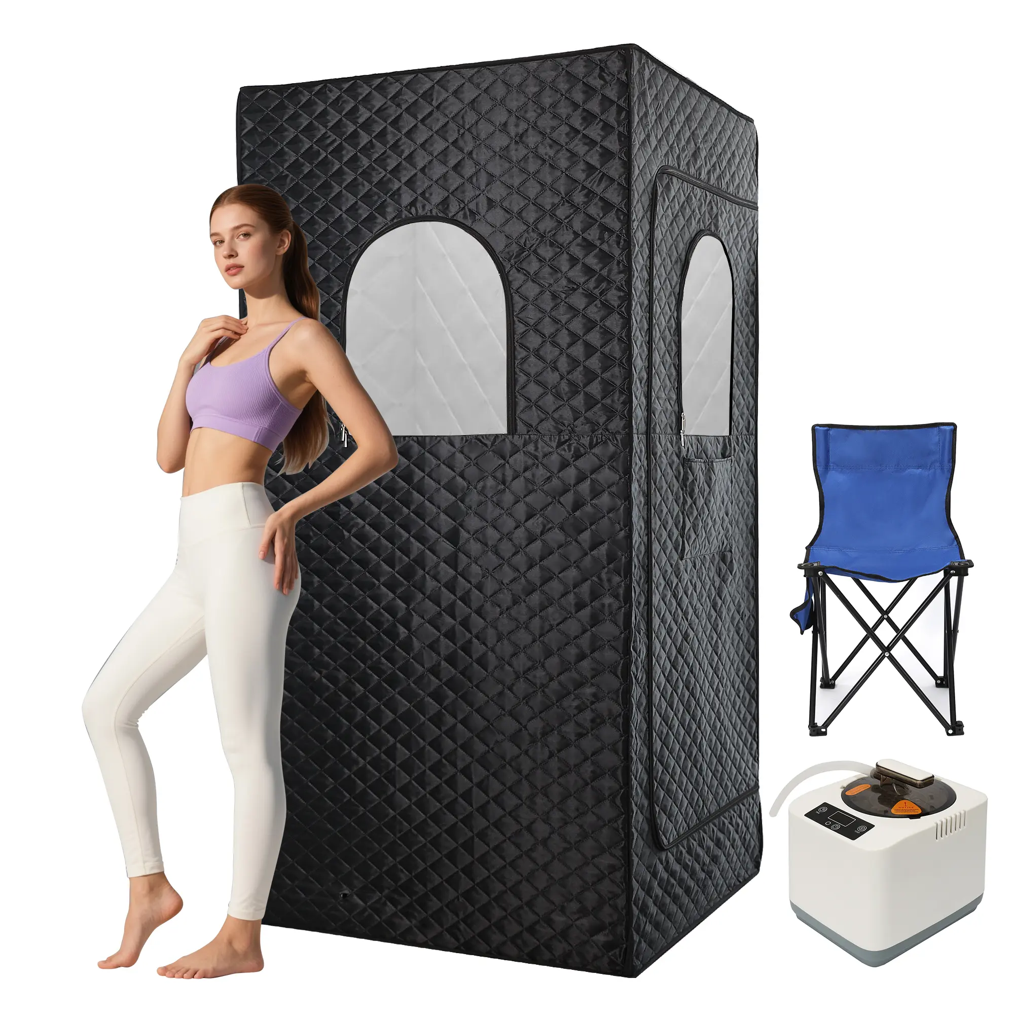 Large Portable Steam Box - 3L Steam Generation Steamer, 1200W Adult Home Unit, 3.2’x3.2’x6.0’ Big Chair, Remote Control, Anti-Dry Burning, Assembly Required, Black Home Relaxation Tool