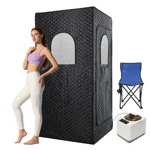 Large Portable Sauna Box, 3L Steamer Portable Steam Sauna for Home, Personal Sauna with Big Sauna Chair, Remote Control, Black, 1200W Relaxation