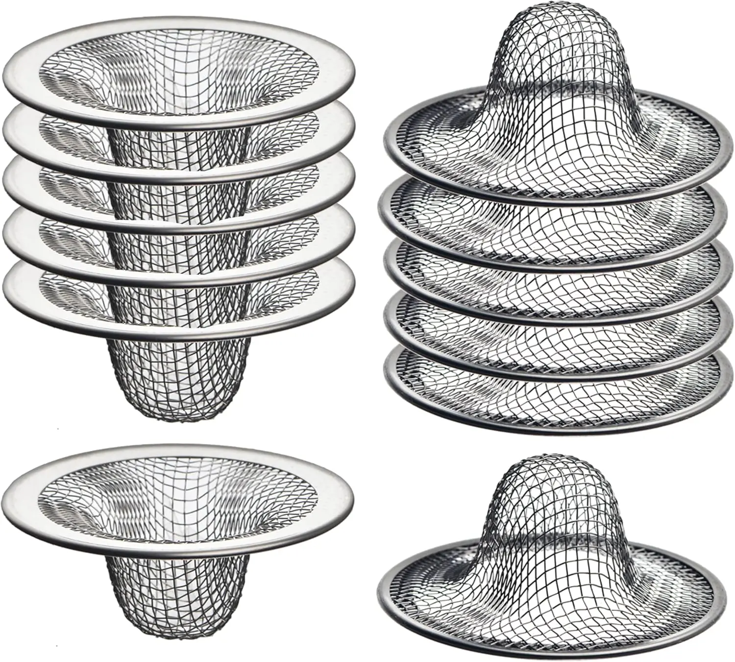 12 Pack - 2.125" Top / 1" Basket- Mesh Sink Drain Strainer Hair Catcher for Bathroom Sink, Utility, Slop, Laundry, RV and Lavatory Shower