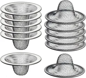 12 Pack - 2.125" Top / 1" Basket- Mesh Sink Drain Strainer Hair Catcher for Bathroom Sink, Utility, Slop, Laundry, RV and Lavatory Shower