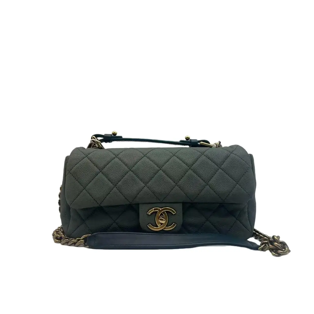 Pre-owned CHANEL H5 Mumbai Series Lychee Pattern Caviare Flip Chain Bag H03563