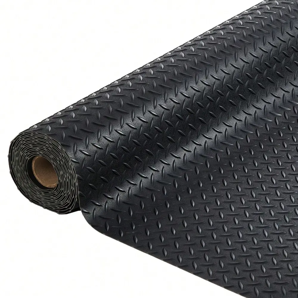 Gaomon 4*10FT Heavy-Duty Diamond Back PVC Rubber Garage Floor Mat - 2.8mm Thick Non-Slip Leak-Proof Roll, Durable PVC Material Protector for Indoor Car Parking (Multi-Size Options)