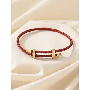 Women's Simple Plain Braided Design Bracelet, Casual Pull Adjustable Braided Bracelet, Fashion Jewelry Accessories for Women & Girls