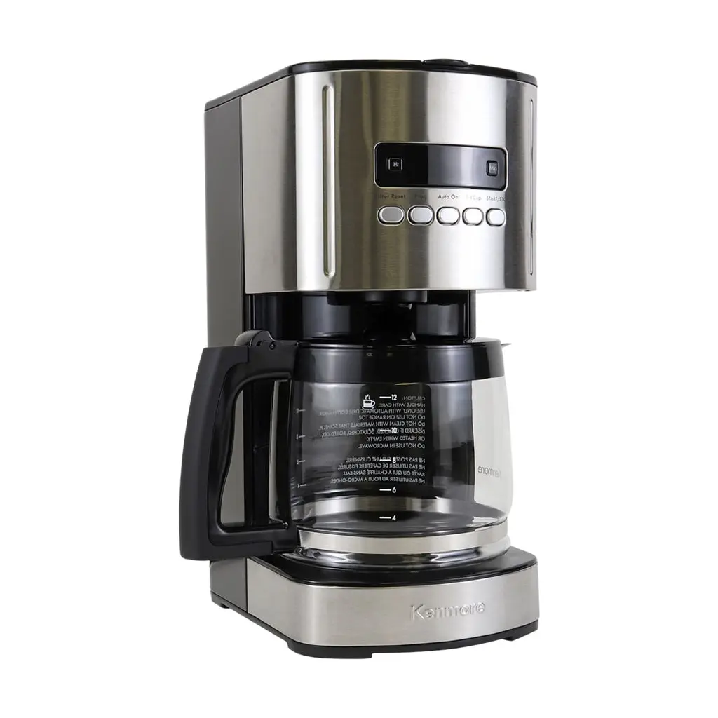 Kenmore KKCM12B 120V 12-Cup Programmable Coffee Maker, Black & Silver