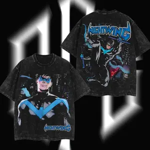 Superstyle Tales of the Teen Titans #44 - Dick Grayson Nightwing (Robin Hood #1) Hero Verse Comic Double Printed Oversize Lightweight Acid Washed Tee Hoodie TV Series Graphic Design Unisex Top Cotton Streetwear T-Shirt Hoodie Sweater Clothes Menswear  A6K