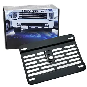 Front Tow Hook Mount License Plate Relocation Bracket  Compatible With Chevrolet Silverado Gmc Sierra 1500 2500 3500 Hd